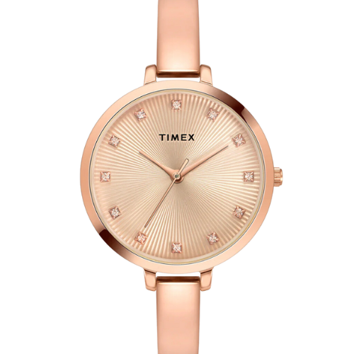 Timex Fashion Women's Rose Gold Dial Round Case 3 Hands Function Watch