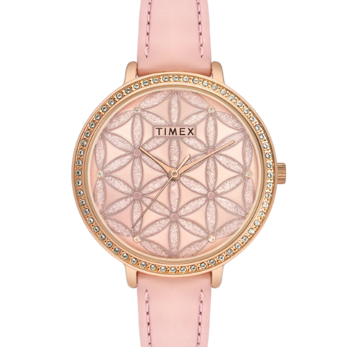 Timex Fashion Women's Pink Dial Round Case 3 Hands Function Watch