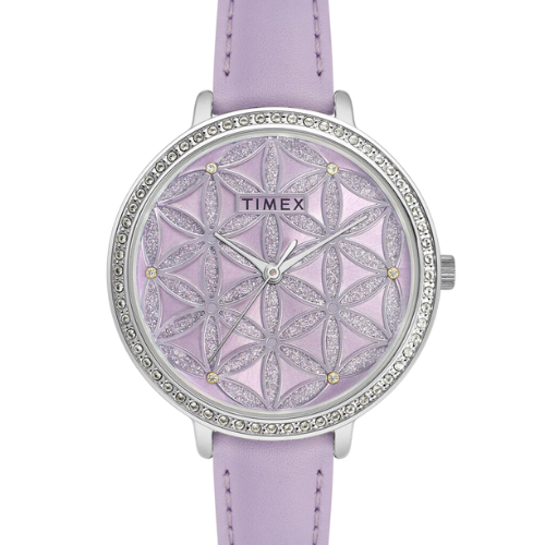 Timex Fashion Women's Lavender Dial Round Case 3 Hands Function Watch