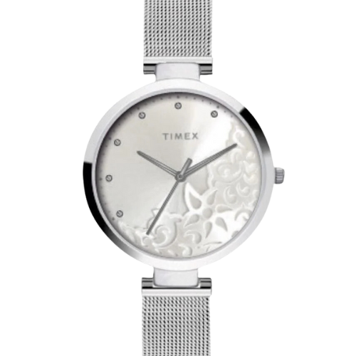 Timex Fashion Women's Silver Dial Round Case 3 Hands Function Watch