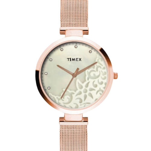 Timex Fashion Women's Mother Of Pearl Dial Round Case 3 Hands Function Watch