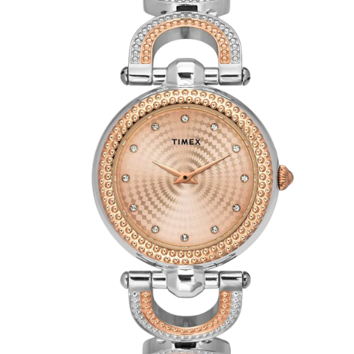 Timex Fria Women's Rose Gold Dial Round Case 2 Hands Function Watch