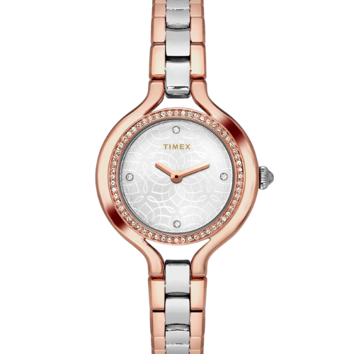 Timex Fria Women's Silver Dial Round Case 2 Hands Function Watch