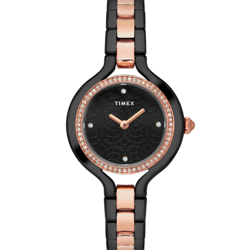 Timex Fria Women's Black Dial Round Case 2 Hands Function Watch