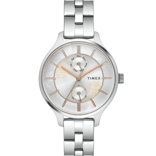 Timex Fashion Women's Silver Dial Round Case Multifunction Function Watch