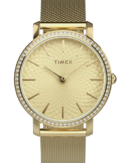Timex Trend Women Gold-Tone Round Brass Dial Analog Watch