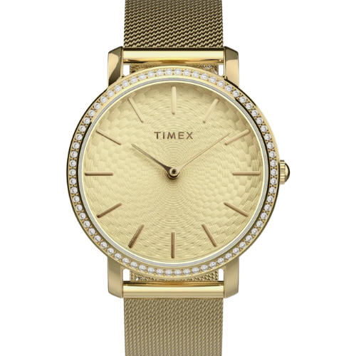 Timex Trend Women Gold-Tone Round Brass Dial Analog Watch
