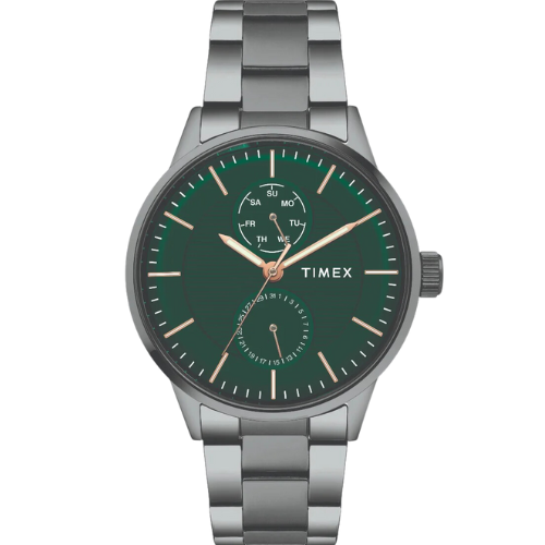 Timex Fashion Men's Green Dial Round Case Multifunction Function Watch
