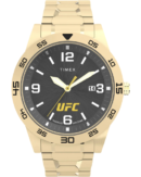 Timex Men Black Round Brass Dial Analog Watch