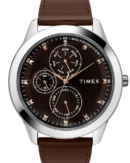 Timex Fashion Men's Brown Dial Round Case Multifunction Function Watch