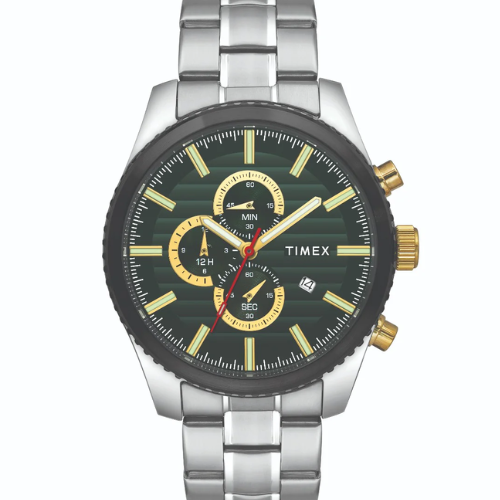 Timex Fashion Men's Green Dial Round Case Chronograph Function Watch