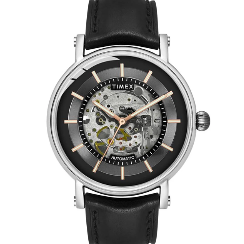 Timex E Class Men's Black Dial Round Case Automatic Function Watch