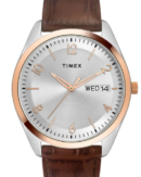 Timex Men Silver Round Analog Brass Dial Watch