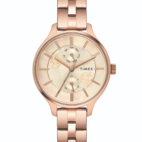Timex Fashion Women's Rose Gold Dial Round Case Multifunction Function Watch