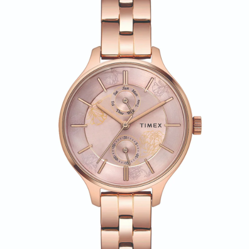 Timex Fashion Women's Pink Dial Round Case Multifunction Function Watch