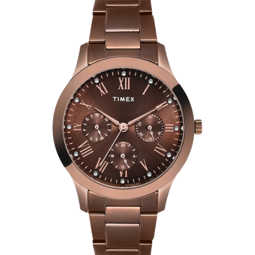 Timex Women Brown Round Multifunction Dial Watch