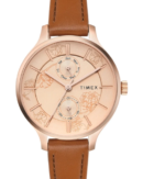 Timex Women Multifunction Rose Gold Round Brass Dial Watch-