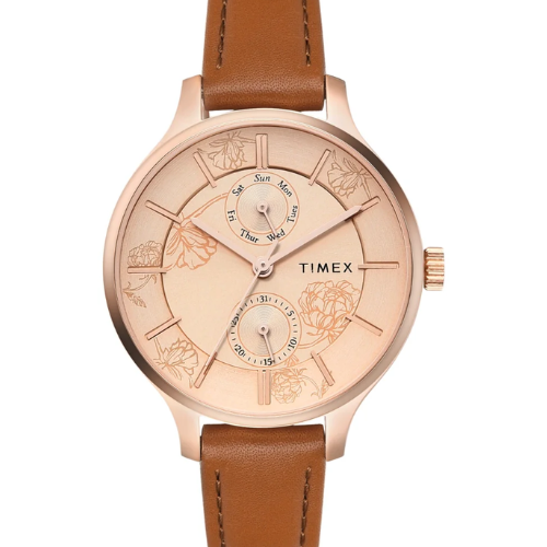 Timex Women Multifunction Rose Gold Round Brass Dial Watch-