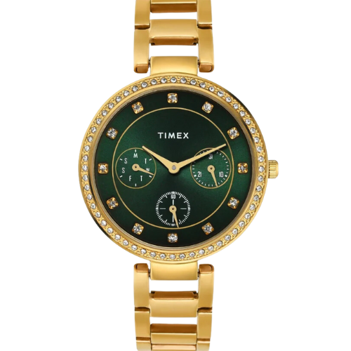 Timex Cosmic Awe Women Multifunction Round Dial Green Watch