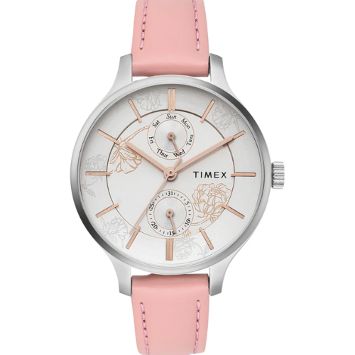 Timex Women Multifunction Silver Round Brass Dial Watch