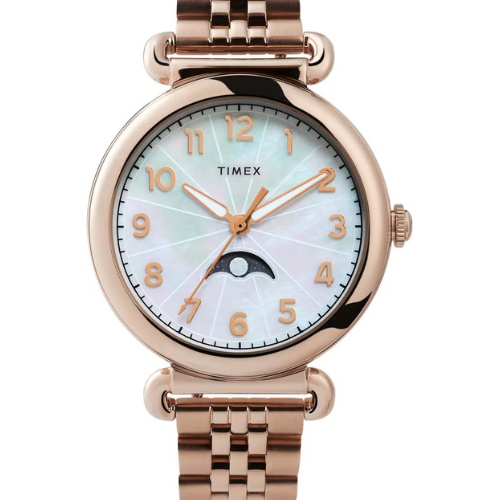 Timex Heritage Collection Women's Quartz Analog Rose Gold-Tone Dial Round Case Stainless-Steel Function Watch