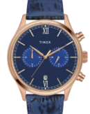 Timex Fashion Men's Blue Dial Round Case Dual Time Function Watch