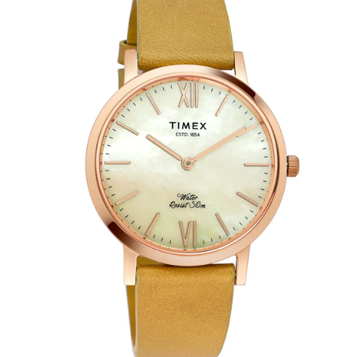 Timex Empera Women's Mother Of Pearl Dial Round Case 2 Hands Function Watch