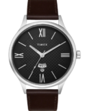 Timex Men Analog Black Round Brass Dial Watch