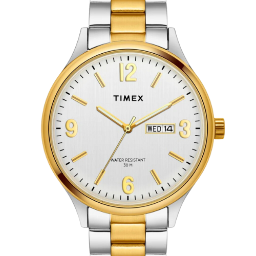 Timex Men Analog Silver Round Brass Dial Watch