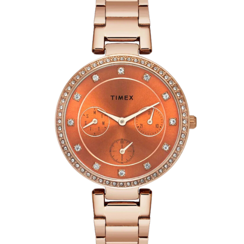 Timex Women Orange Round Dial Analog Watch