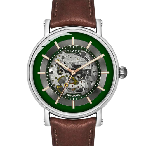Timex E Class Men's Green Dial Round Case Automatic Function Watch