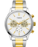 Timex Men Multifunction White Round Stainless Steel Dial Watch-