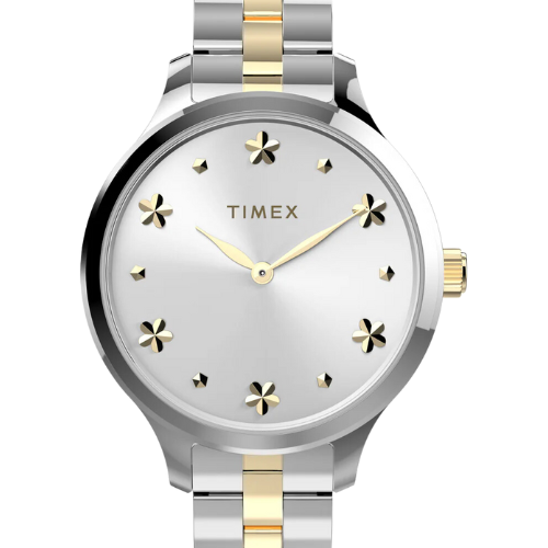 Timex City Collection Women's Quartz Analog Silver-Tone Dial Round Case Adjustable-Stainless-Steel-Bracelet Function Watch