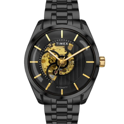 Timex E Class Men's Black Dial Round Case Automatic Function Watch