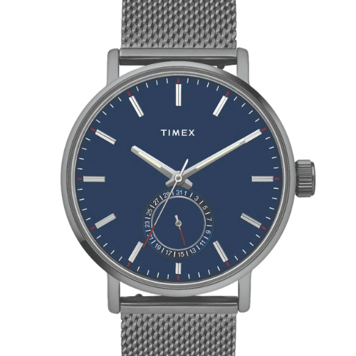 Timex Fashion Men's Blue Dial Round Case Date Function Watch
