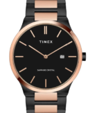 Timex Men Analog Black Round Stainless Steel Dial Watch
