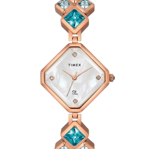 Timex Fria Women Off White Rhombus Analog Watch