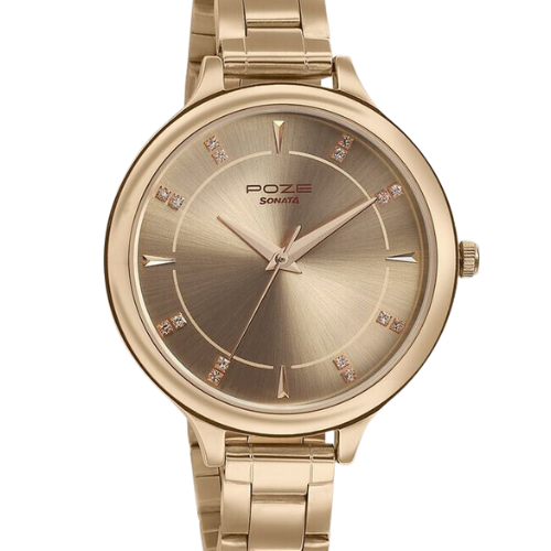 Sonata Poze Quartz Analog Rose Gold Dial