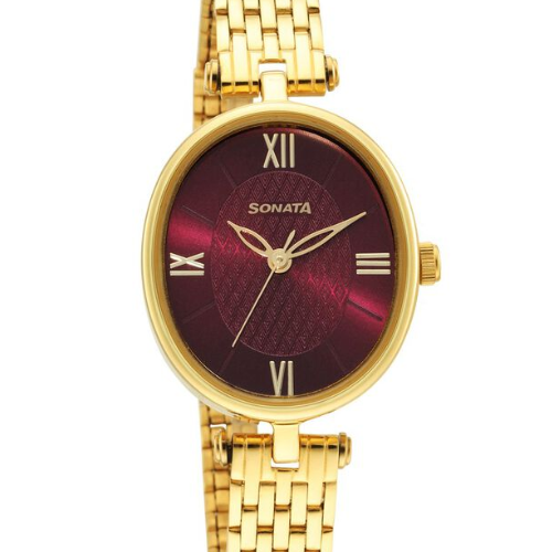 Sonata Classic Gold Maroon Dial