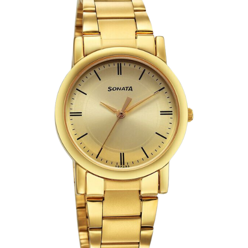 Sonata Classic Quartz Analog Champagne Dial