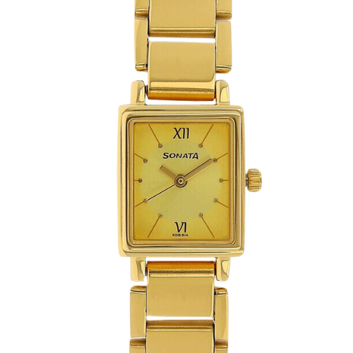 Sonata Quartz Analog Champagne Dial