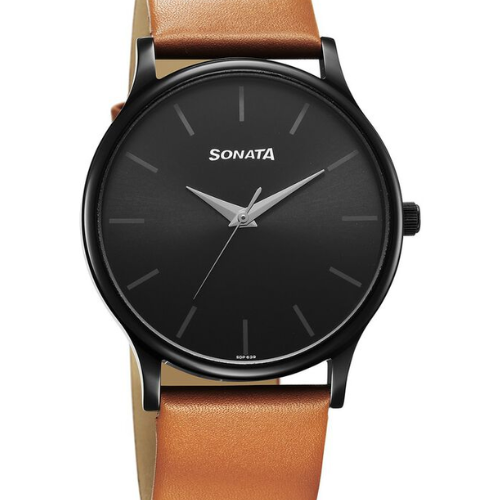 Sonata Aspire Quartz Analog Black Dial