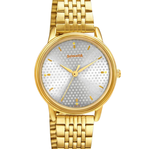 Sonata Gold Edit Silver Dial Women Watch