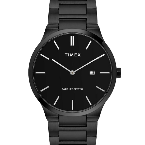 Timex Men Analog Black Round Stainless Steel Dial Watch