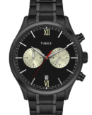 Timex Fashion Men's Black Dial Round Case Dual Time Function Watch