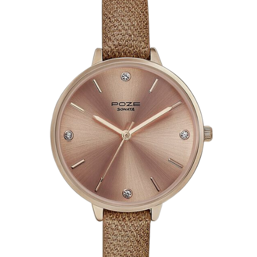 Sonata Poze Quartz Analog Rose Gold Dial