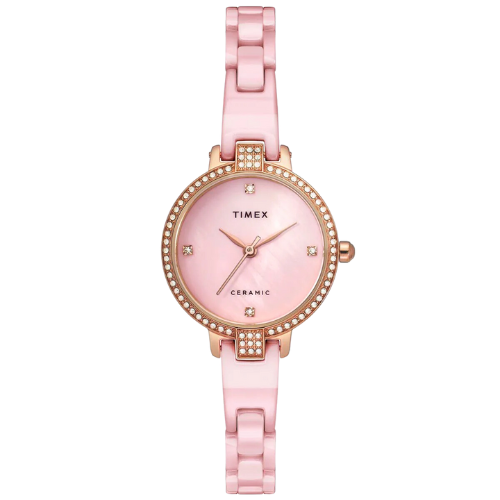 Timex Fashion Women's Mother Of Pearl Dial Round Case 3 Hands Function Watch