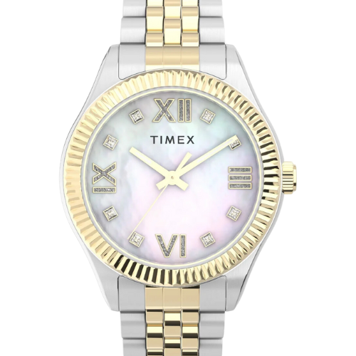 Timex Women Off White Round Stainless Steel Dial Analog Watch