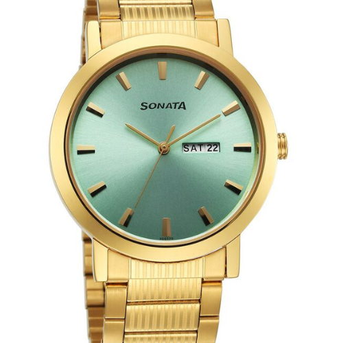 Sonata Utsav Quartz Analog with Day and Date Green Dial