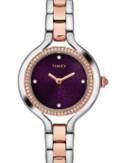 Timex Fria Women's Purple Dial Round Case 2 Hands Function Watch